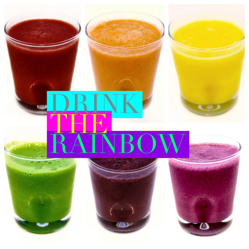 Drink the Rainbow - Six delicious smoothie recipes so you can drink the colors of the rainbow, and add a variety of vitamins and minerals to your diet!